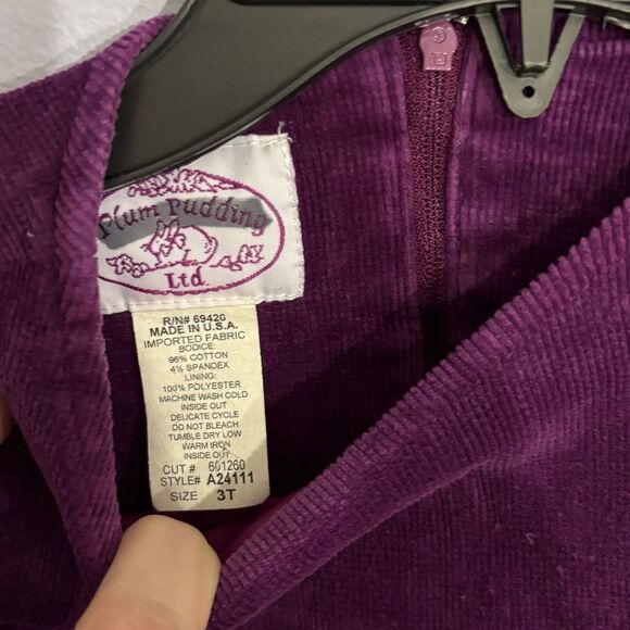 Plum Pudding | Baby Girl Purple Embellished Velvet Corduroy Dress size 3T - Picture 6 of 11